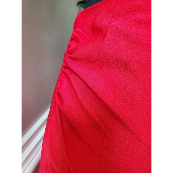 Grace Karin Women Solid Red Rayon Comfort Waist Ruffle Knee Length Skirt Size XL - Picture 3 of 10
